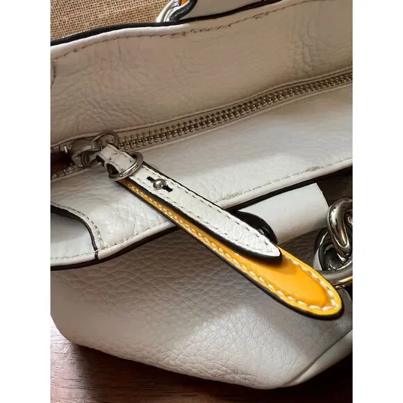 COACH White Leather Shoulder Bag 16485 w/ tag, tassel & charm EUC - Picture 9 of 11